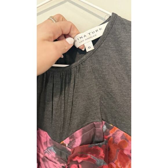 Trina Turk L.A Women's Mock Strapless Watercolor Dress Size 6 Wool / Silk 1716 - Picture 5 of 9